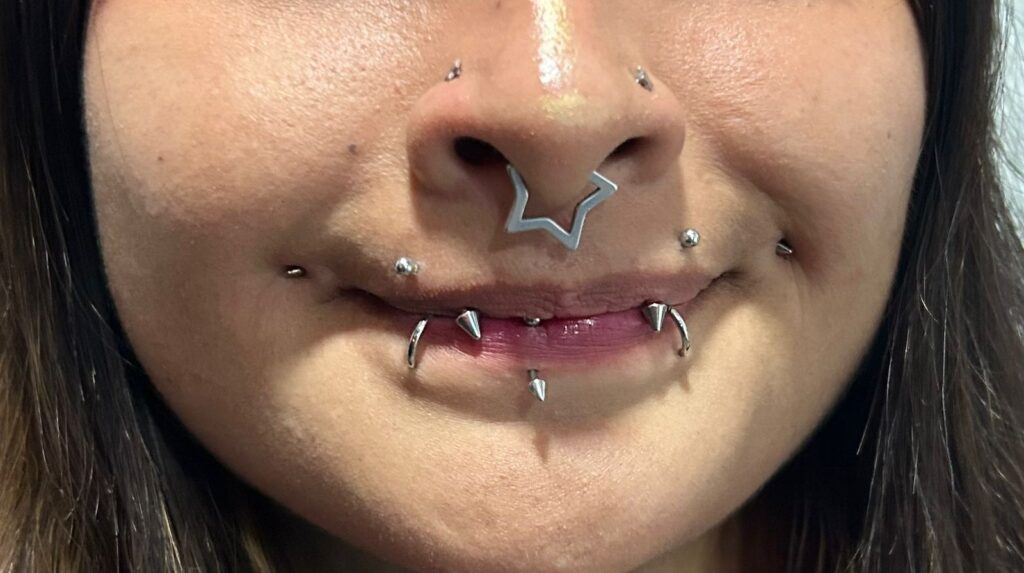 nose and mouth piercings